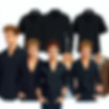 A collage of various black shirt styles for different occasions