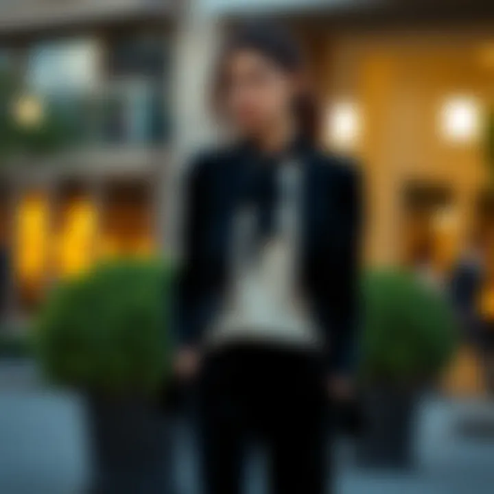 A stylish outfit pairing black velvet pants with a chic blazer.