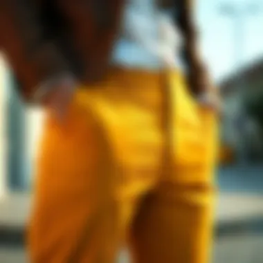 Tailored Fit and Design Detail of Trousers Detail view of trousers showcasing tailored fit and design