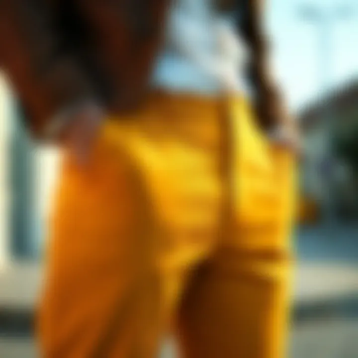Tailored Fit and Design Detail of Trousers Detail view of trousers showcasing tailored fit and design