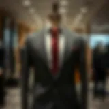 A sophisticated suit displayed elegantly on a well-tailored mannequin