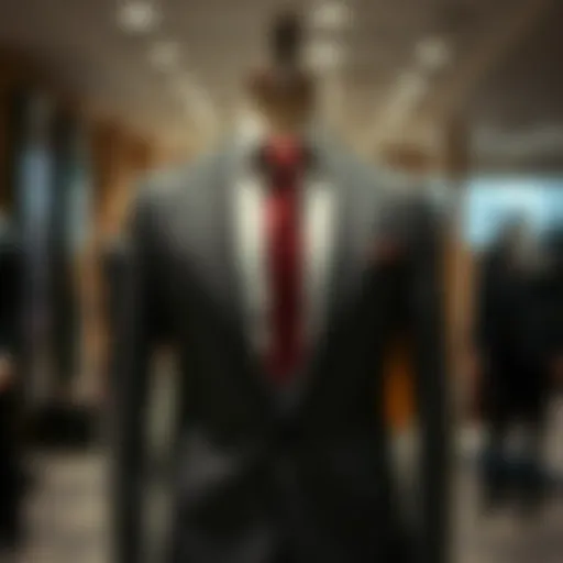 A sophisticated suit displayed elegantly on a well-tailored mannequin