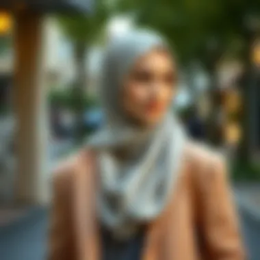 Fashionable hijab styles complementing outerwear