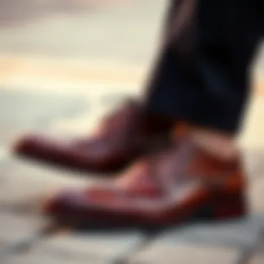 Fashion Meets Functionality Fashionable leather shoes paired with a suit