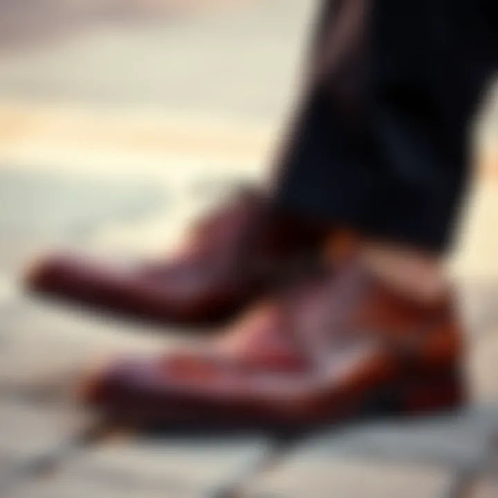 Fashion Meets Functionality Fashionable leather shoes paired with a suit