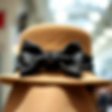 Luxurious Material Bow Hat Close-up of a stylish bow hat made from luxurious materials
