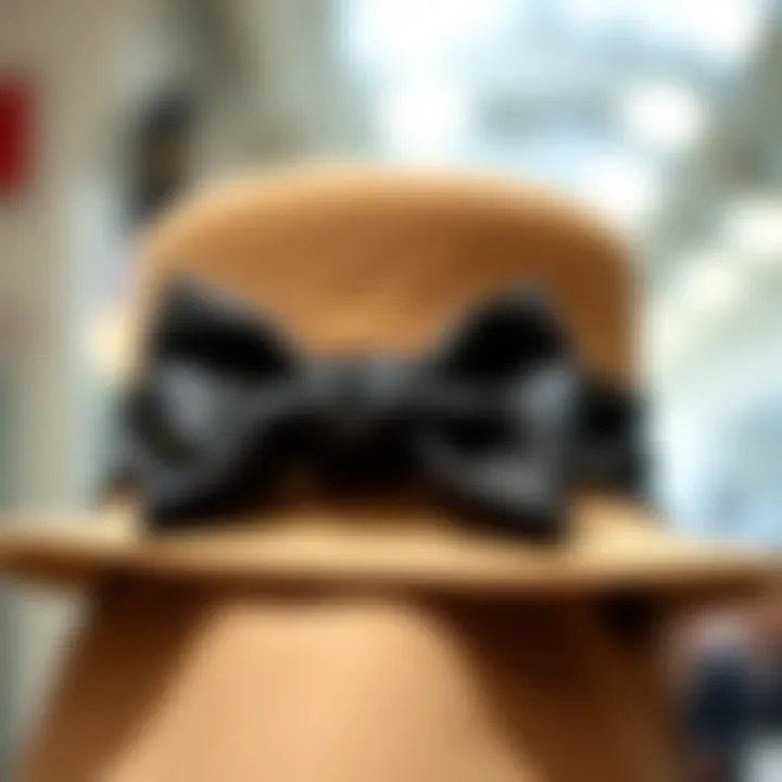 Luxurious Material Bow Hat Close-up of a stylish bow hat made from luxurious materials