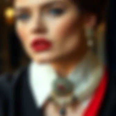 Dramatic Elegance: Formal Wear and Bold Adornments Formal attire enhanced with bold jewelry pieces
