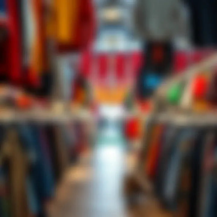 A colorful marketplace filled with trendy apparel for young adults