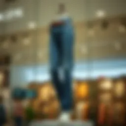 Stylish slim fit jeans showcased on a mannequin