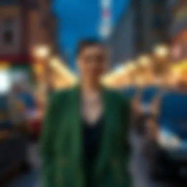Sophisticated Evening Attire with Green Jacket Elegant evening look featuring a green jacket