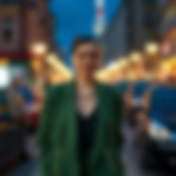 Sophisticated Evening Attire with Green Jacket Elegant evening look featuring a green jacket
