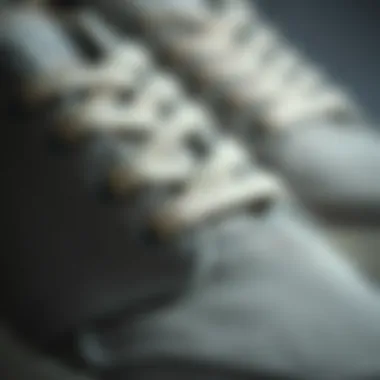 Close-up of grey sneaker materials