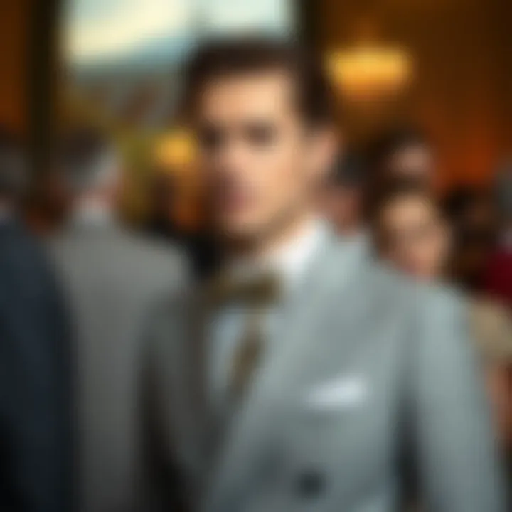 Sophistication and Class in a Grey Double-Breasted Suit Man in a grey double-breasted suit at a formal event