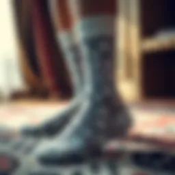 Elegant silver socks showcasing their design and texture