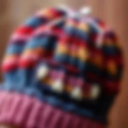 Intricate knit hat design showcasing color patterns