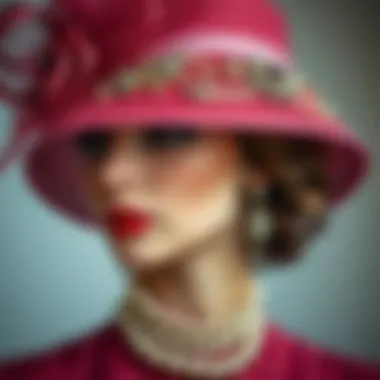 Close-up of a hair hat adorned with intricate details, demonstrating elegance.