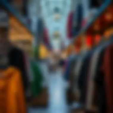 Trendy shopping environment with diverse apparel collections.