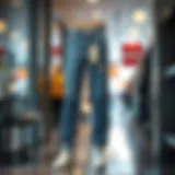 A stylish pair of jogger jeans displayed elegantly