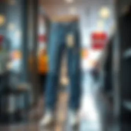 A stylish pair of jogger jeans displayed elegantly