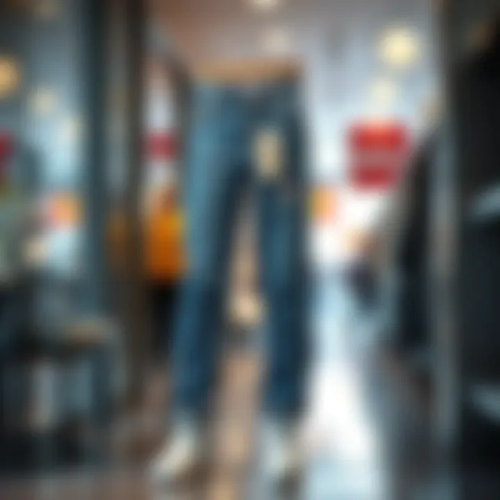 A stylish pair of jogger jeans displayed elegantly