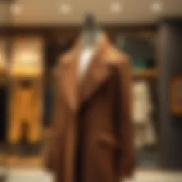 Warm wool coat draped elegantly on a stylish mannequin