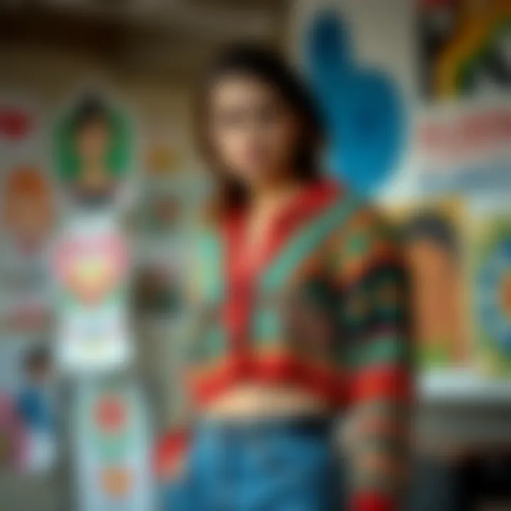 Colorful cropped cardigan showcasing vibrant patterns