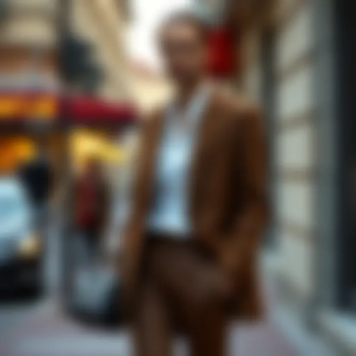 Chic Pairing with Coffee Blazer Chic coffee blazer paired with elegant trousers
