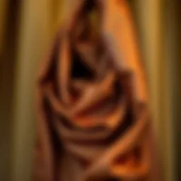 Elegant brown silk shawl draped over a luxurious fabric
