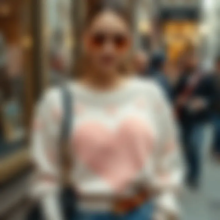 Fashion accessories paired with heart sweaters