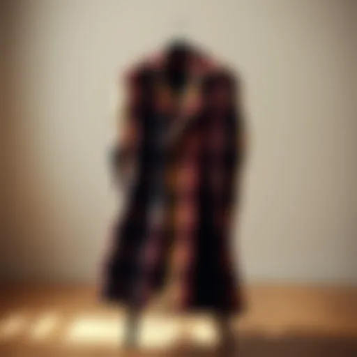 Elegance in Plaid: Fashion Statement Stylish plaid coat draped over a chair