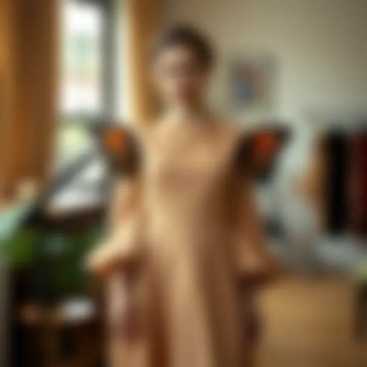 Fashion Styling with Butterfly Sleeves Stylish butterfly sleeve dress in a fashion styling setting