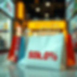 Discount code concept with shopping bags