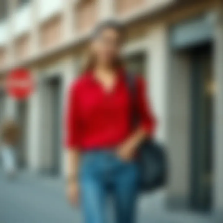 Casual Look Featuring a Red Shirt Casual red shirt paired with jeans