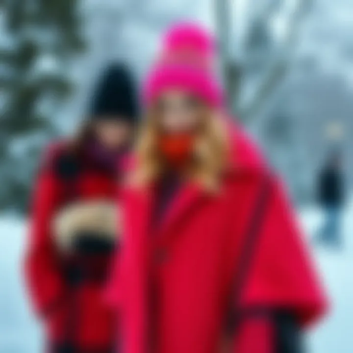 Color in Winter Fashion A vibrant winter ensemble set against a snowy backdrop