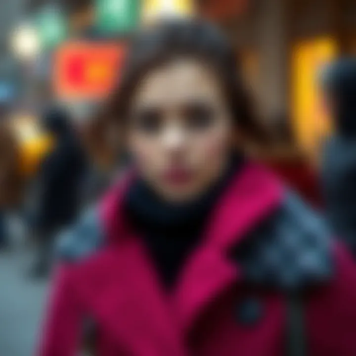 Vibrant Winter Coat Style Stylish girl wearing a vibrant winter coat