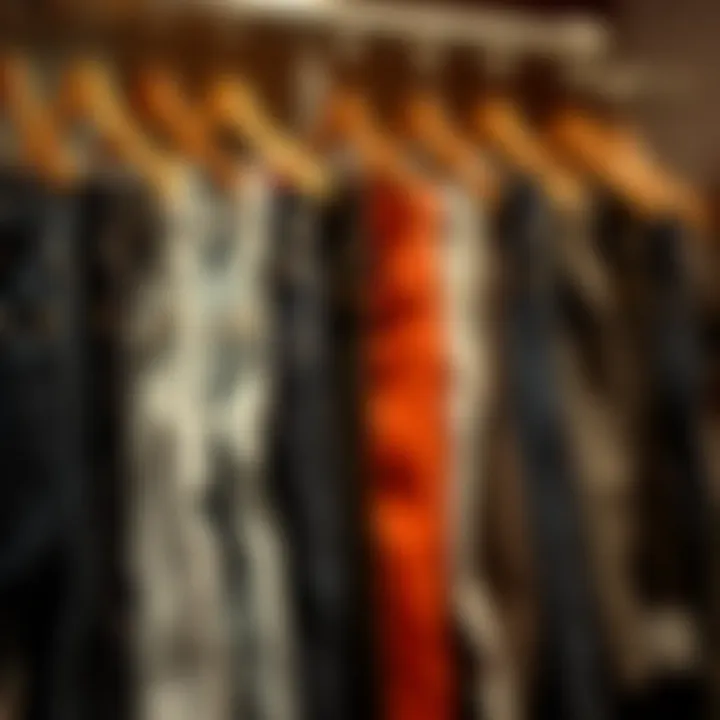 Different Slim Fit Jean Styles Different slim fit jean styles displayed on hangers