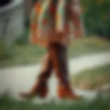 Stylish cowboy boots paired with a floral dress for a bohemian look