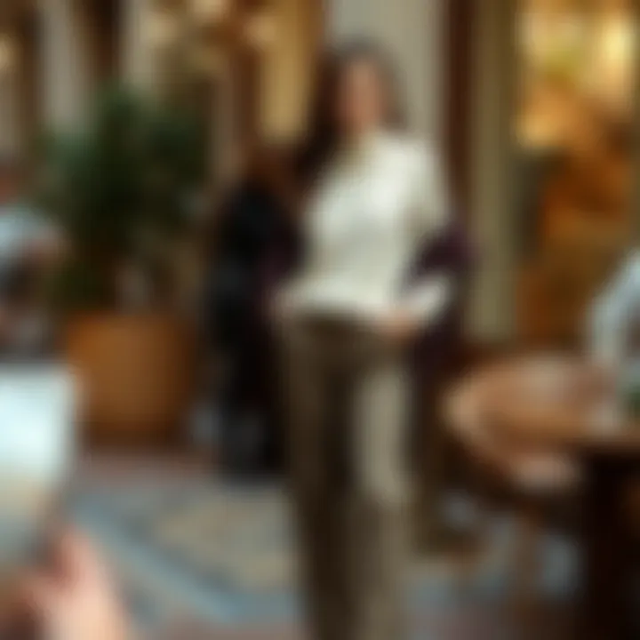 Fashionable pairing of a cream sweater with tailored pants