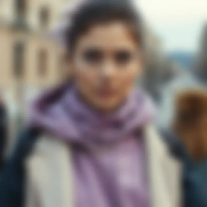 Fashion-forward layering with lila sweatshirt and jacket