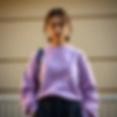 Stylish Lilac Sweatshirt Ensemble Stylish lilac sweatshirt paired with complementary colors