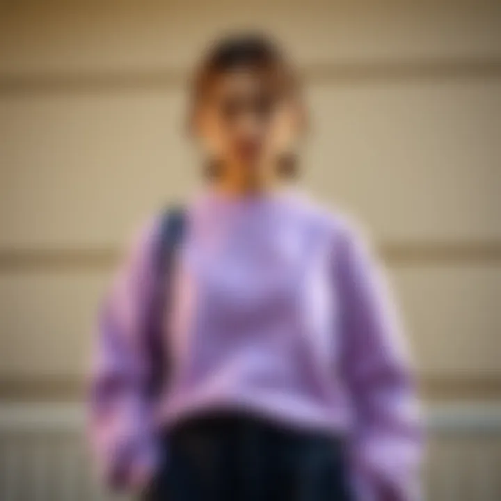 Stylish Lilac Sweatshirt Ensemble Stylish lilac sweatshirt paired with complementary colors