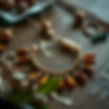 A detailed view of materials used in crafting Cuban necklaces, showcasing natural elements