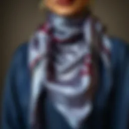 A luxurious Medine silk square scarf draped elegantly
