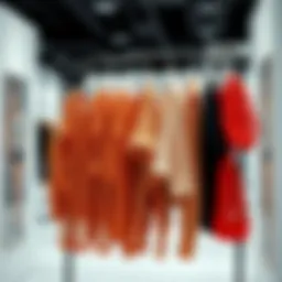 Trendy mesh outerwear collection displayed on a chic rack