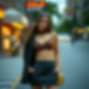 Stylish Model in Mini Skirt Set A stylish model wearing a mini skirt set with accessories