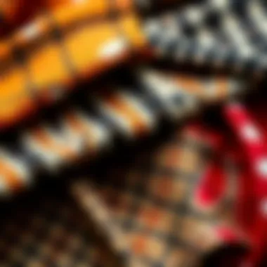 Fabric Textures and Patterns of Mini Skirts Close-up of fabric textures and patterns on various mini skirts