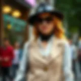 Chic mini vest styled with accessories