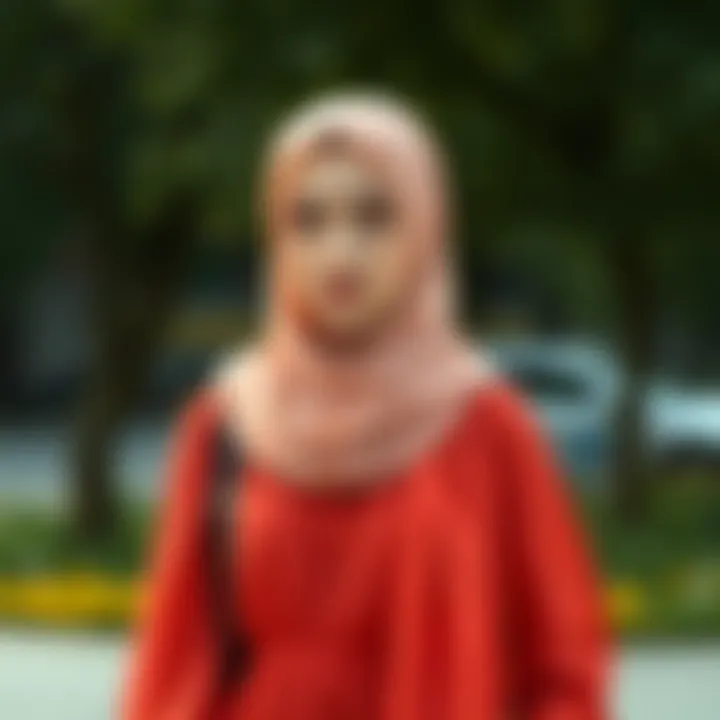 Modern Hijab Fashion with Chiffon Stylish hijab paired with a chiffon dress showcasing modern fashion