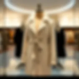 Stylish white coat on a mannequin showcasing modern fashion design